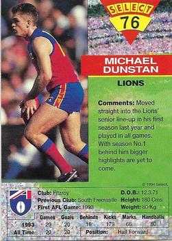 1994 Select AFL #76 Michael Dunstan Back